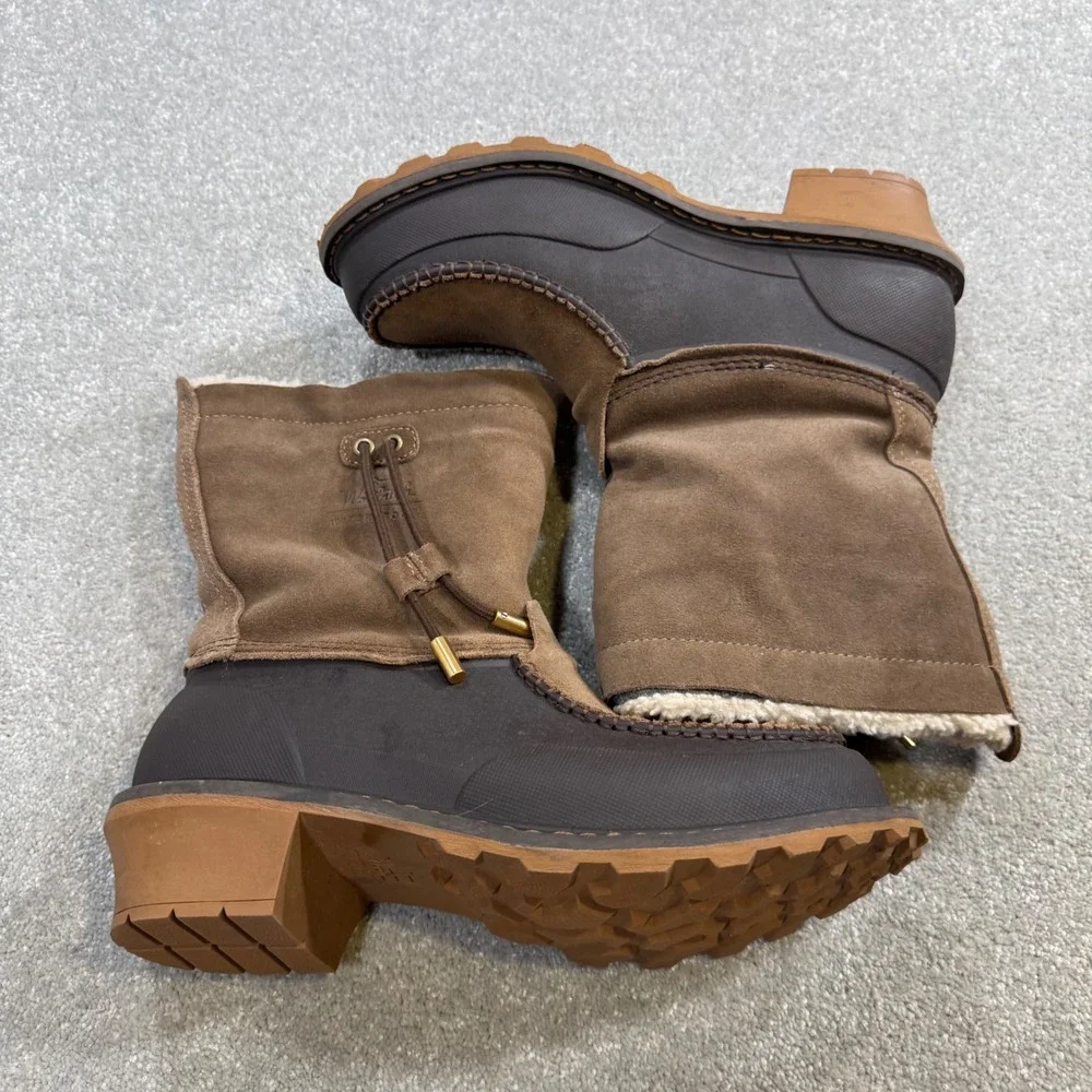 Woolrich Fully Wooly Slip Winter Boot Waterproof‎ Brown Leather EUC W10 Gorpcore